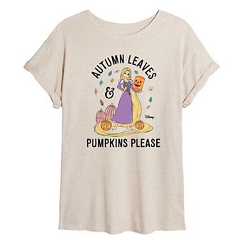 Juniors' Disney Princess Autumn Leaves Pumpkins Graphic Tee