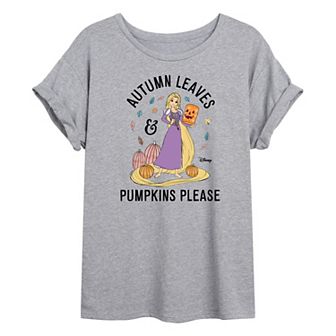 Juniors' Disney Princess Autumn Leaves Pumpkins Graphic Tee