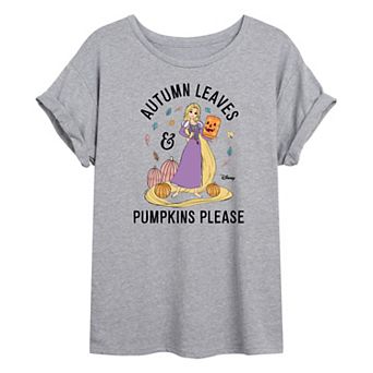 Juniors' Disney Princess Autumn Leaves Pumpkins Graphic Tee