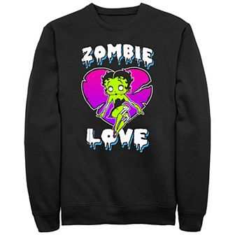 Men's Betty Boop Halloween Zombie Love Heart Neon Fleece Sweatshirt