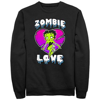 Men's Betty Boop Halloween Zombie Love Heart Neon Fleece Sweatshirt
