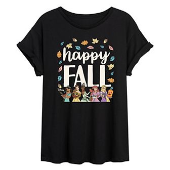 Juniors' Disney Princess Happy Fall Crew Graphic Tee