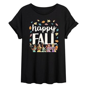 Juniors' Disney Princess Happy Fall Crew Graphic Tee