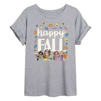 Juniors' Disney Princess Happy Fall Crew Graphic Tee