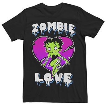 Men's Betty Boop Halloween Zombie Love Heart Neon Graphic Tee