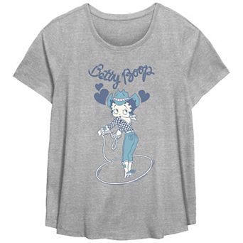 Plus Size Betty Boop Cowboy Lasso Hearts Graphic Tee