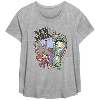 Plus Size Betty Boop Statue Of Liberty Graphic Tee
