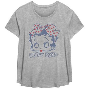 Plus Size Betty Boop Star Filled Bow Americana Flowy Graphic Tee