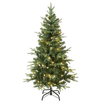 National Tree Company 4 1/2-ft. Pre-Lit Feel-Real® Duxbury Light Green Mixed Hinged Artificial Christmas Tree