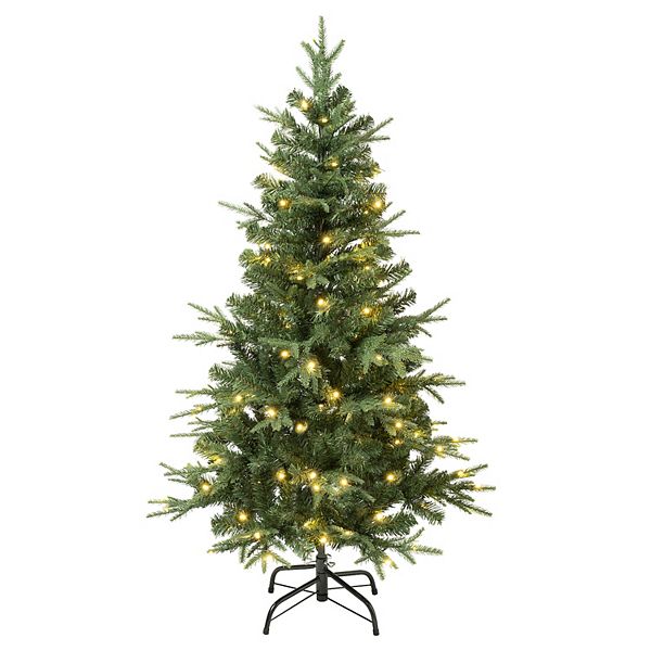 National Tree Company 4 1/2-ft. Pre-Lit Feel-Real® Duxbury Light Green ...