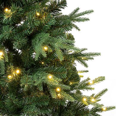National Tree Company 4 1/2-ft. Pre-Lit Feel-Real Duxbury Light Green Mixed Hinged Artificial Christmas Tree