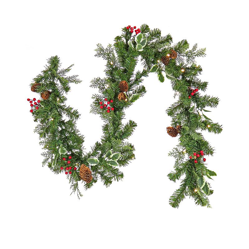national tree company first traditions 6-ft. pre-lit christmas evergreen artificial garland with pinecones & berries