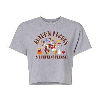 Disney's Minnie Mouse & Daisy Duck Juniors' Autumn Leaves Pumpkins Please Cropped Tee