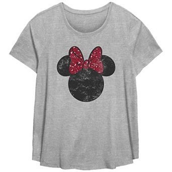 Disney's Minnie Mouse Missy Plus Size Leopard Print Bow Scoop Hem Tee