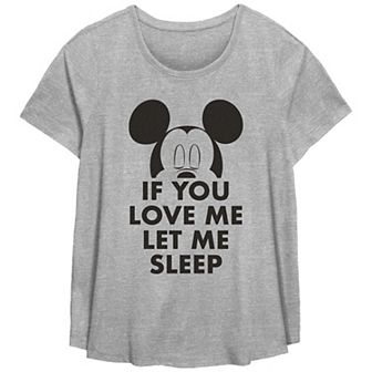 Disney's Mickey Mouse Missy Plus Size If You Love Me Let Me Sleep Scoop Hem Tee