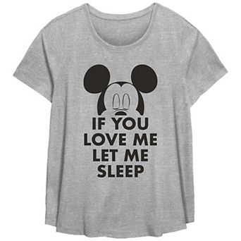 Disney's Mickey Mouse Missy Plus Size If You Love Me Let Me Sleep Scoop Hem Tee