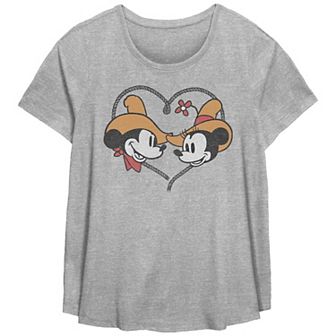 Disney's Mickey Mouse & Minnie Missy Plus Size Cowboy Sweethearts Scoop Hem Tee