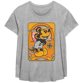 Disney's Mickey Mouse Missy Plus Size Retro Box Scoop Hem Tee
