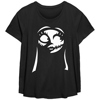 Disney's The Nightmare Before Christmas Missy Plus Size Sally Big Face Scoop Hem Tee