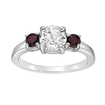 Gemminded Sterling Silver White Topaz & Gemstone Ring