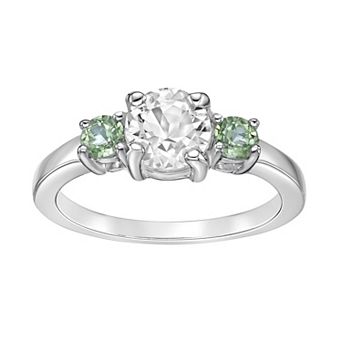 Gemminded Sterling Silver White Topaz & Gemstone Ring