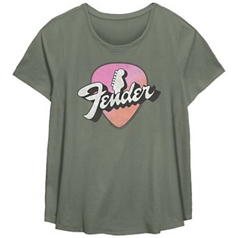 Plus Size Fender Neon Pick Guitar Graphic Tee