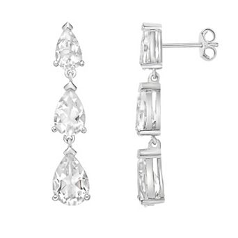 Gemminded Sterling Silver White Topaz Earrings
