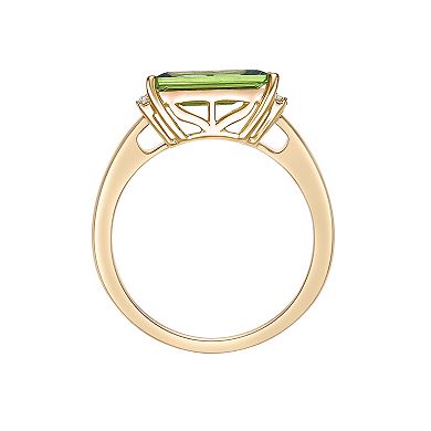 Gemminded 18K Gold Plated Peridot and Lab Created White Sapphire Ring