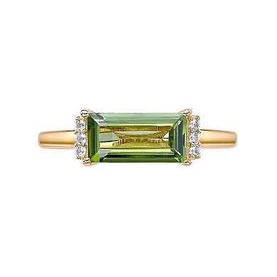 Gemminded 18K Gold Plated Peridot and Lab Created White Sapphire Ring