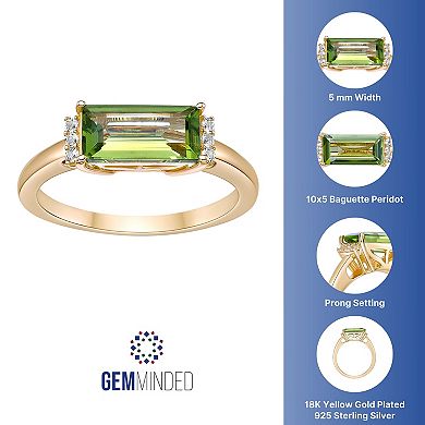 Gemminded 18K Gold Plated Peridot and Lab Created White Sapphire Ring