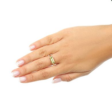 Gemminded 18K Gold Plated Peridot and Lab Created White Sapphire Ring