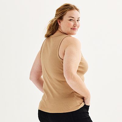 Plus Size Sonoma Goods For Life® High Neck Ribbed Layering Tank Top