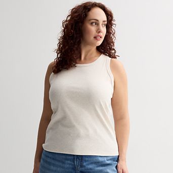Plus Size Sonoma Goods For Life® High Neck Ribbed Layering Tank Top