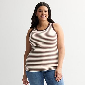Plus Size Sonoma Goods For Life® High Neck Ribbed Layering Tank Top