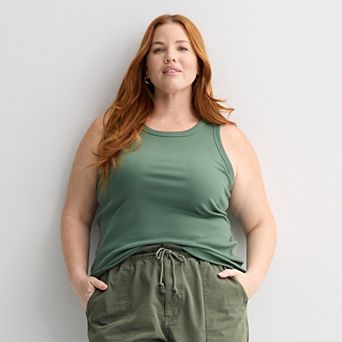 Plus Size Sonoma Goods For Life® High Neck Ribbed Layering Tank Top