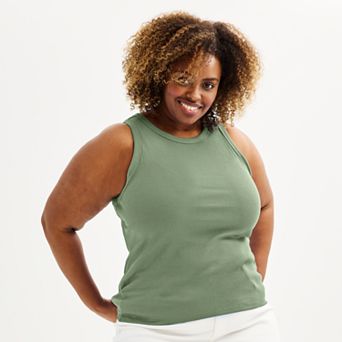 Plus Size Sonoma Goods For Life® High Neck Ribbed Layering Tank Top
