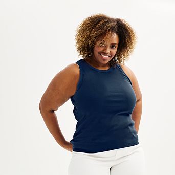 Plus Size Sonoma Goods For Life® High Neck Ribbed Layering Tank Top
