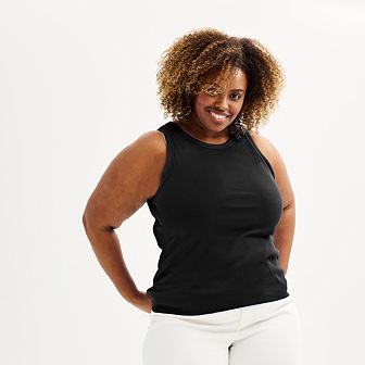 Plus Size Sonoma Goods For Life® High Neck Ribbed Layering Tank Top