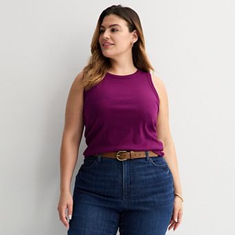 Plus Size Sonoma Goods For Life® High Neck Ribbed Layering Tank Top