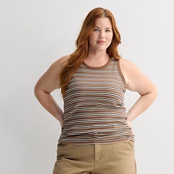 Plus Size Sonoma Goods For Life® High Neck Ribbed Layering Tank Top