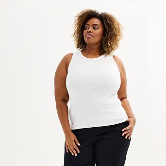Plus Size Sonoma Goods For Life® High Neck Ribbed Layering Tank Top