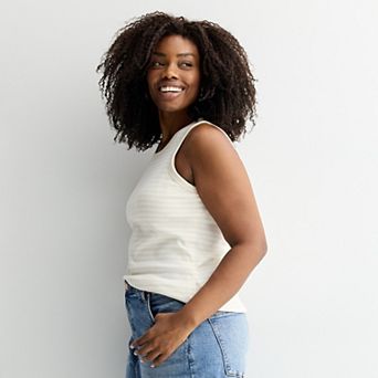 Plus Size Sonoma Goods For Life® High Neck Ribbed Layering Tank Top