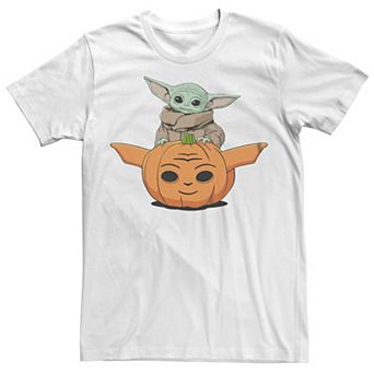 Men's Star Wars The Mandalorian Halloween Grogu Jack-o'-lantern Graphic Tee