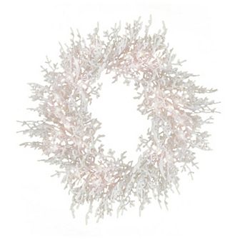 National Tree Company HGTV 30" LED Light-Up Christmas by the Sea Coral Wreath