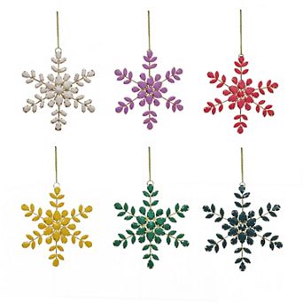 National Tree Company HGTV 6-Pack 5" Beaded Snowflake Christmas Ornaments
