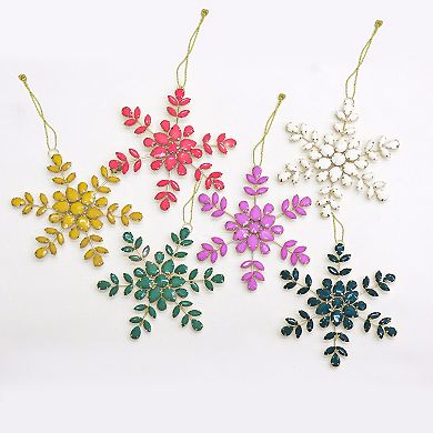 National Tree Company HGTV 6-Pack 5" Beaded Snowflake Christmas Ornaments
