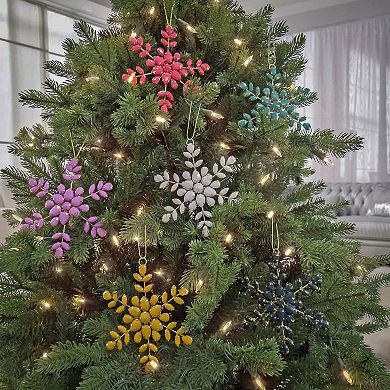 National Tree Company HGTV 6-Pack 5" Beaded Snowflake Christmas Ornaments