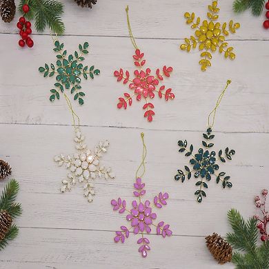 National Tree Company HGTV 6-Pack 5" Beaded Snowflake Christmas Ornaments