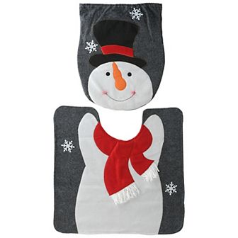 National Tree Company Snowman Toilet Cover& Bathroom Contour Rug Set