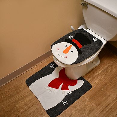 National Tree Company Snowman Toilet Cover& Bathroom Contour Rug Set